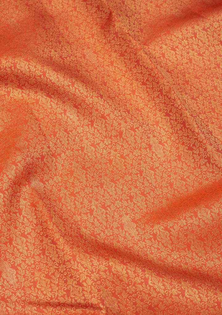 Rust Silk Jaal Saree With Matching Blouse Piece