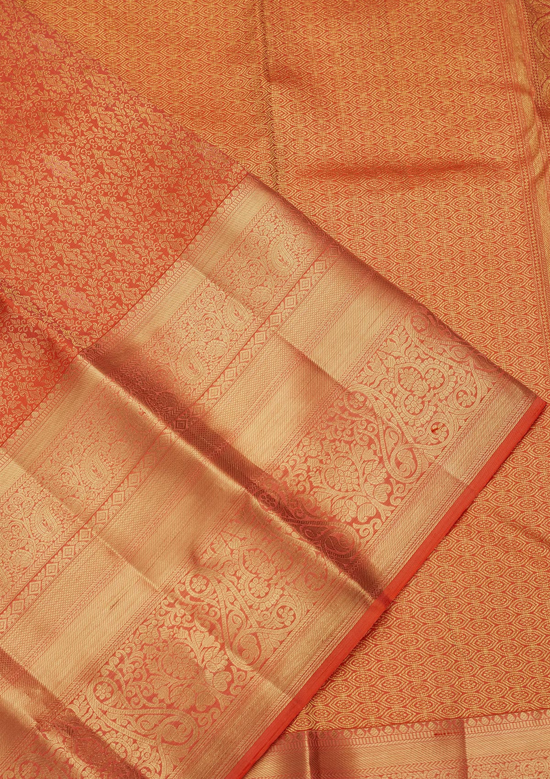 Rust Silk Jaal Saree With Matching Blouse Piece