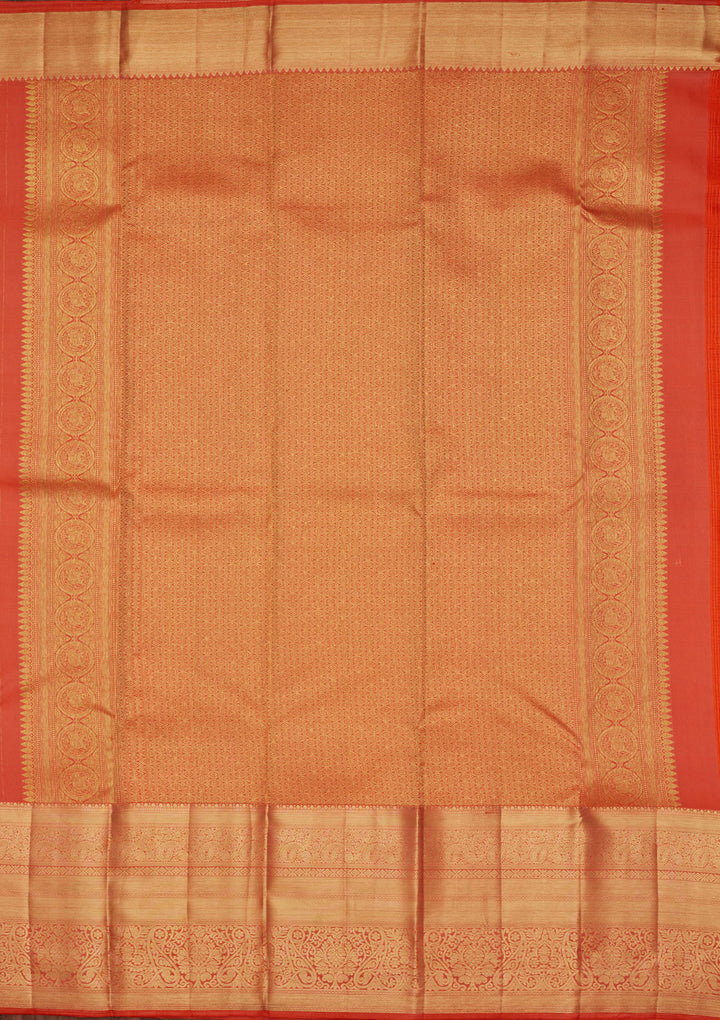 Rust Silk Jaal Saree With Matching Blouse Piece