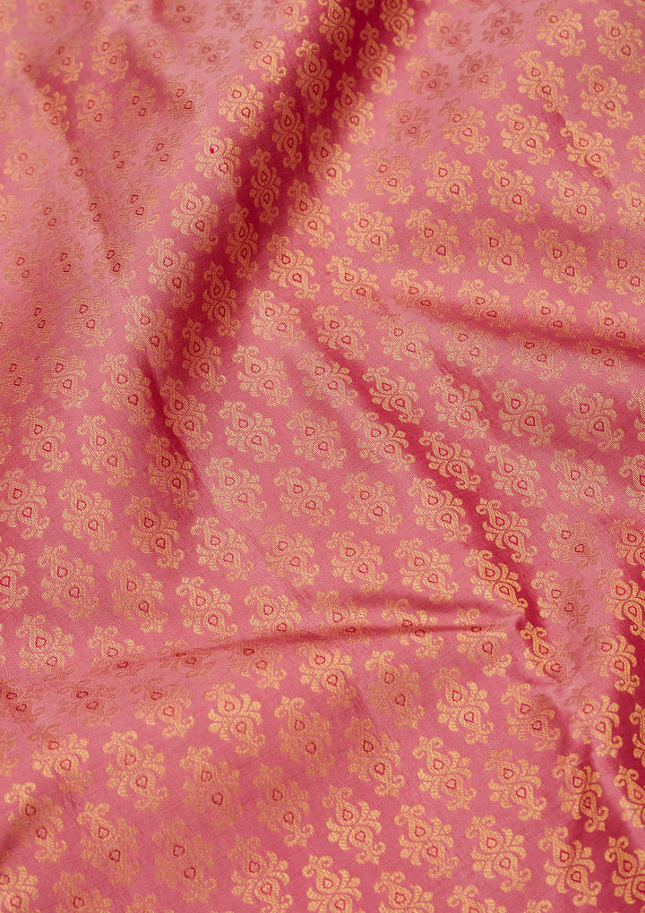 Onion Pink Silk Jaal Saree With Matching Blouse Piece