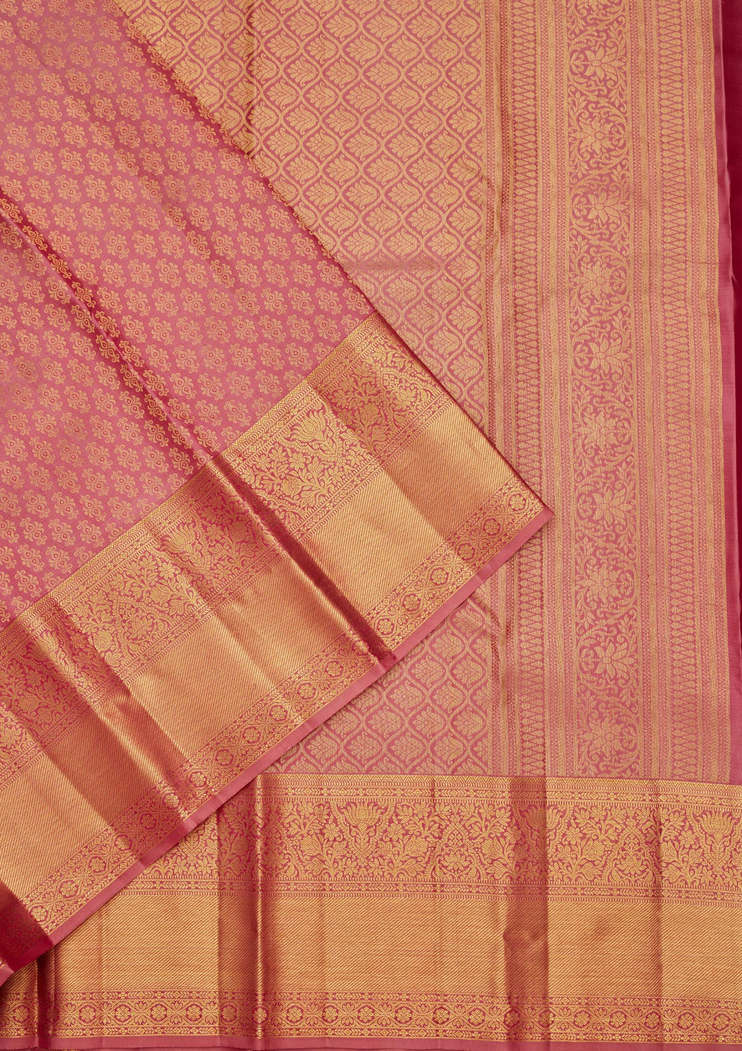 Onion Pink Silk Jaal Saree With Matching Blouse Piece