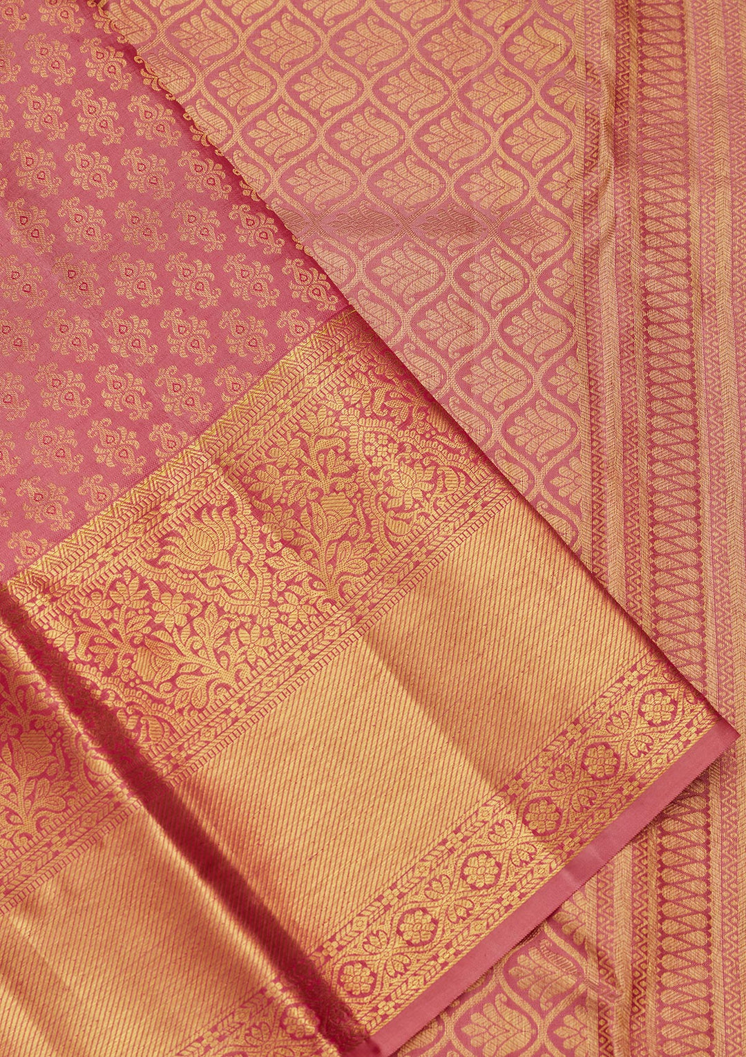 Onion Pink Silk Jaal Saree With Matching Blouse Piece