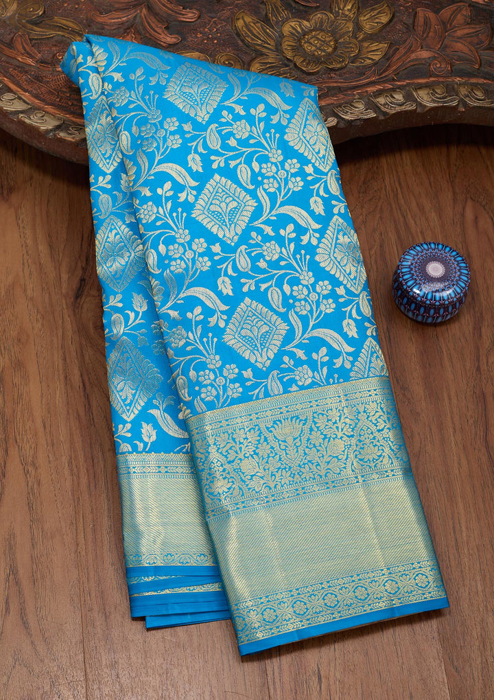 Royal Blue Zariwork Pure Silk Saree