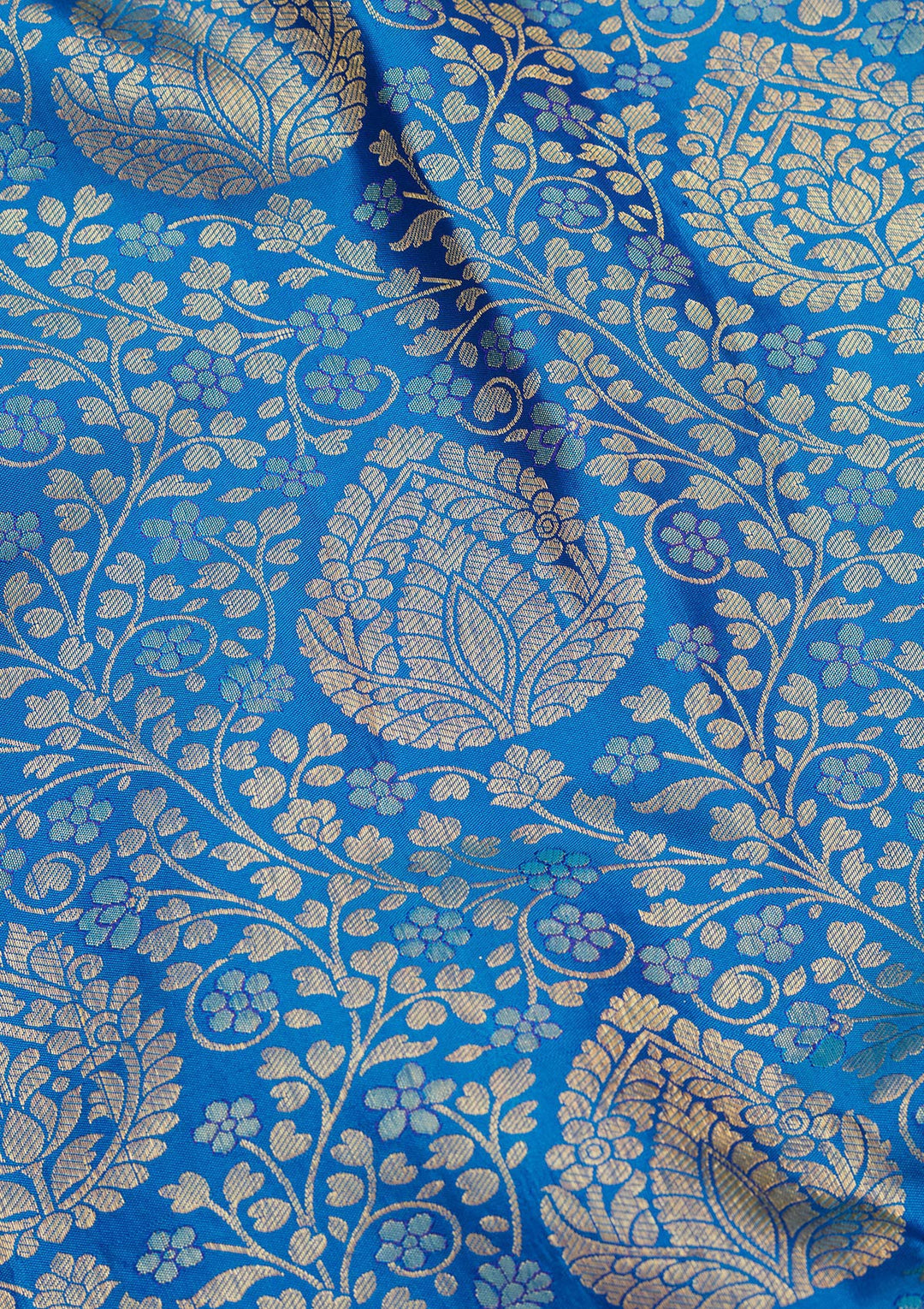 Royal Blue Silk Jaal Zariwork Saree With Matching Blouse Piece