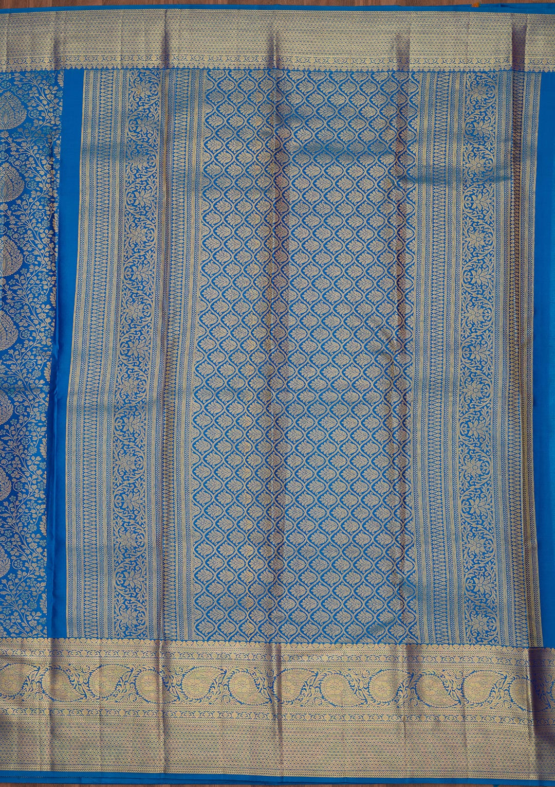 Royal Blue Silk Jaal Zariwork Saree With Matching Blouse Piece