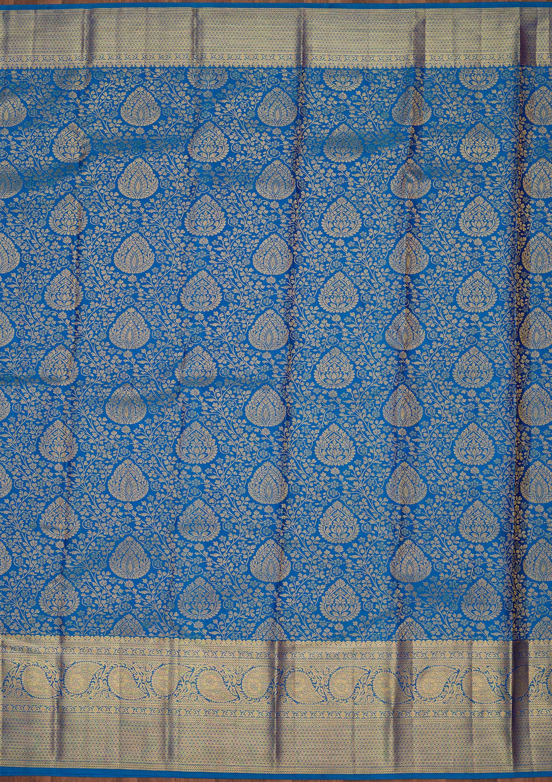 Royal Blue Silk Jaal Zariwork Saree With Matching Blouse Piece