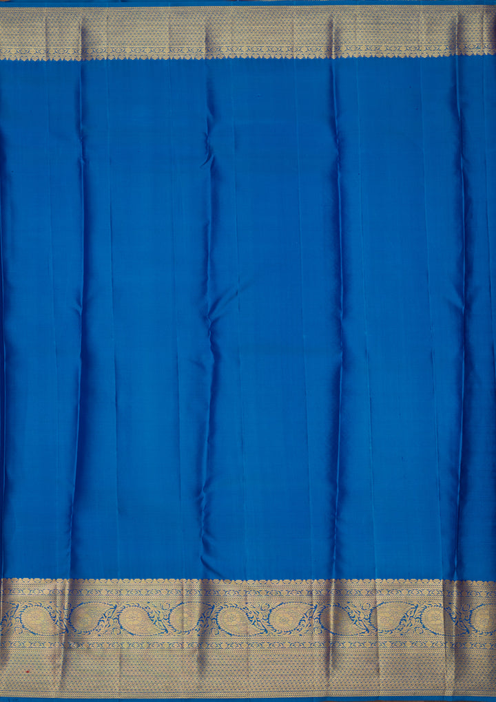 Royal Blue Silk Jaal Zariwork Saree With Matching Blouse Piece