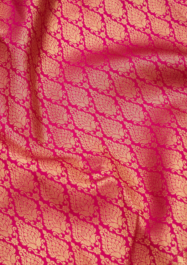 Rani Pink Silk Jaal Saree With Matching Blouse Piece