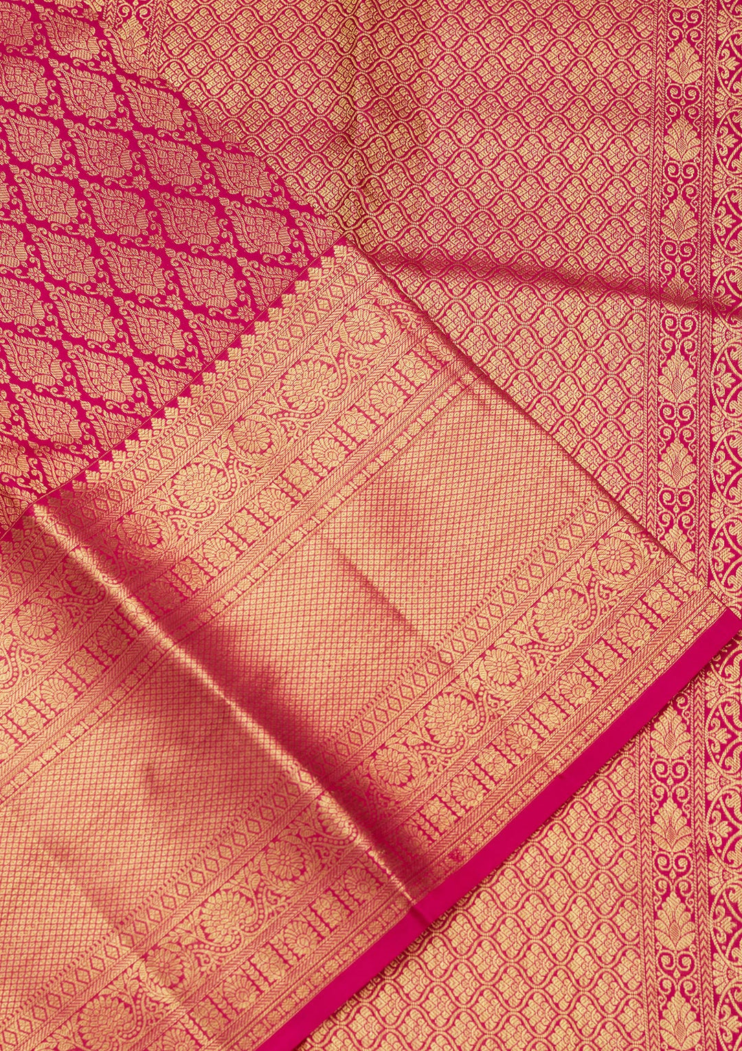 Rani Pink Silk Jaal Saree With Matching Blouse Piece