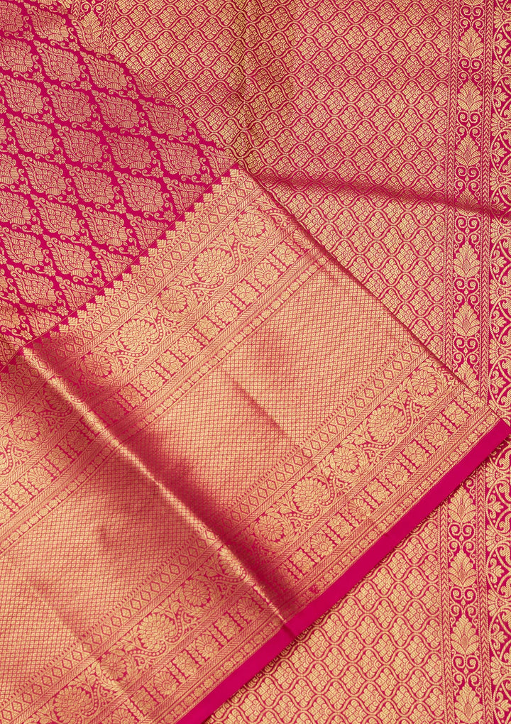 Rani Pink Silk Jaal Saree With Matching Blouse Piece