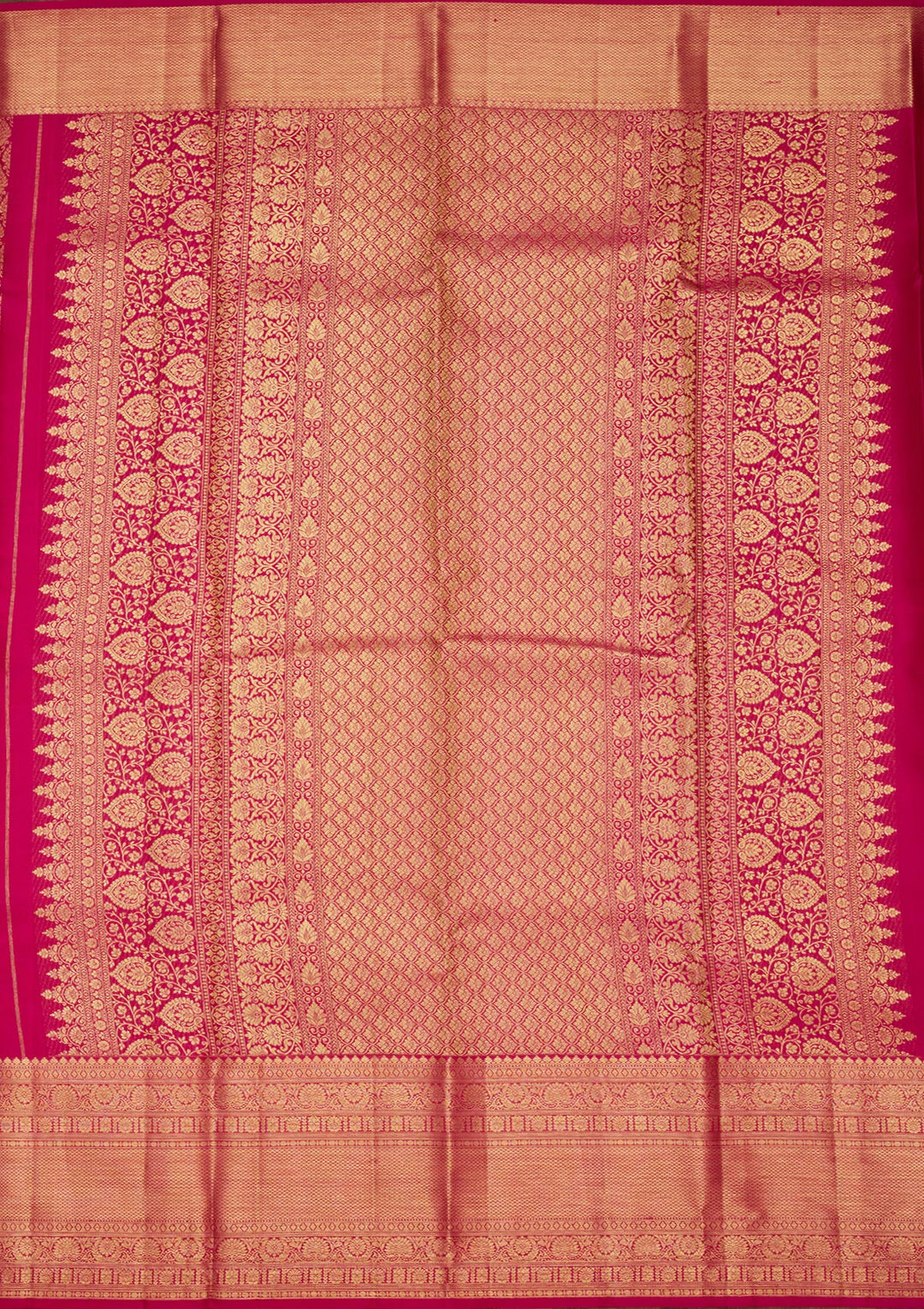 Rani Pink Silk Jaal Saree With Matching Blouse Piece