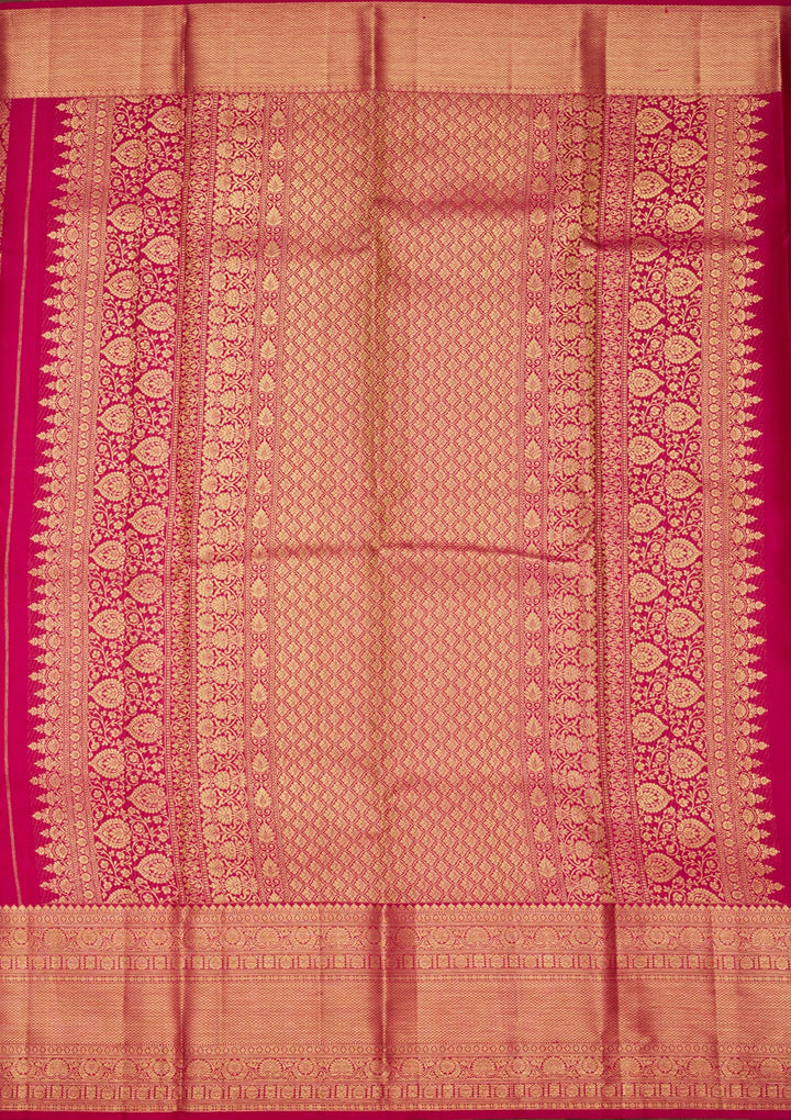 Rani Pink Silk Jaal Saree With Matching Blouse Piece