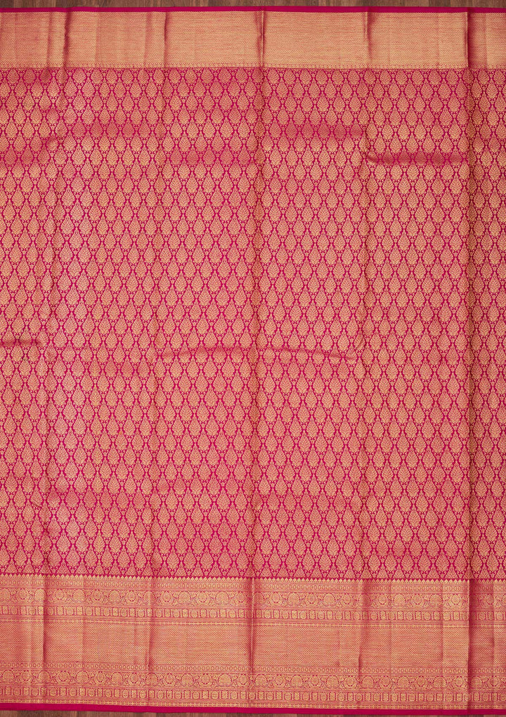 Rani Pink Silk Jaal Saree With Matching Blouse Piece
