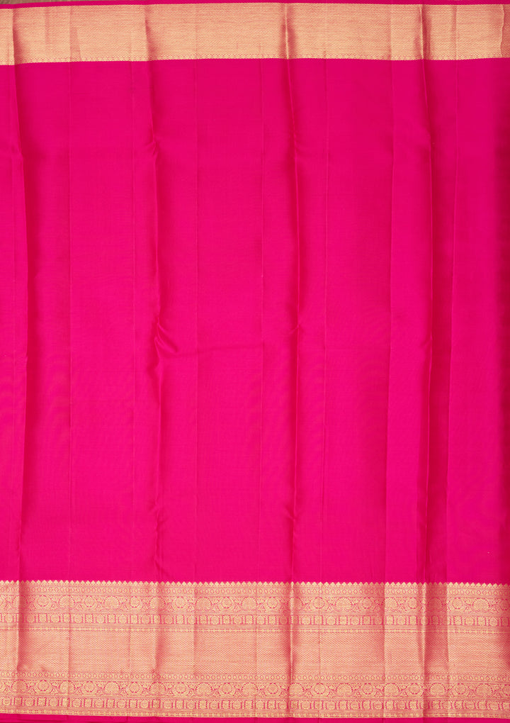 Rani Pink Silk Jaal Saree With Matching Blouse Piece