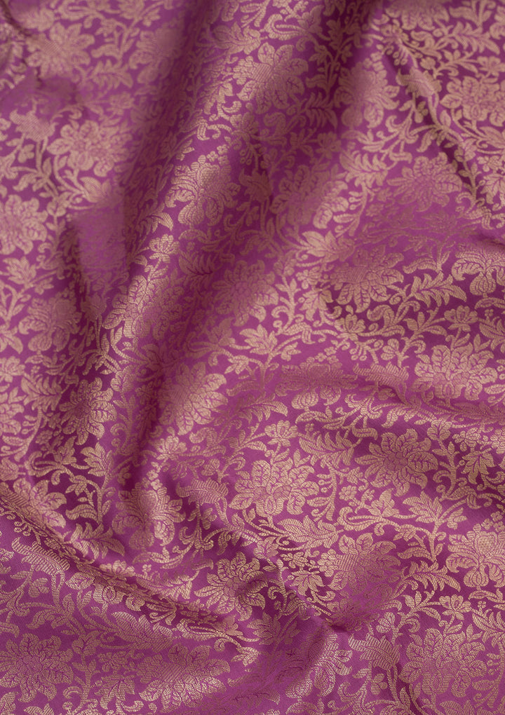 Purple Silk Jaal Saree With Matching Blouse Piece