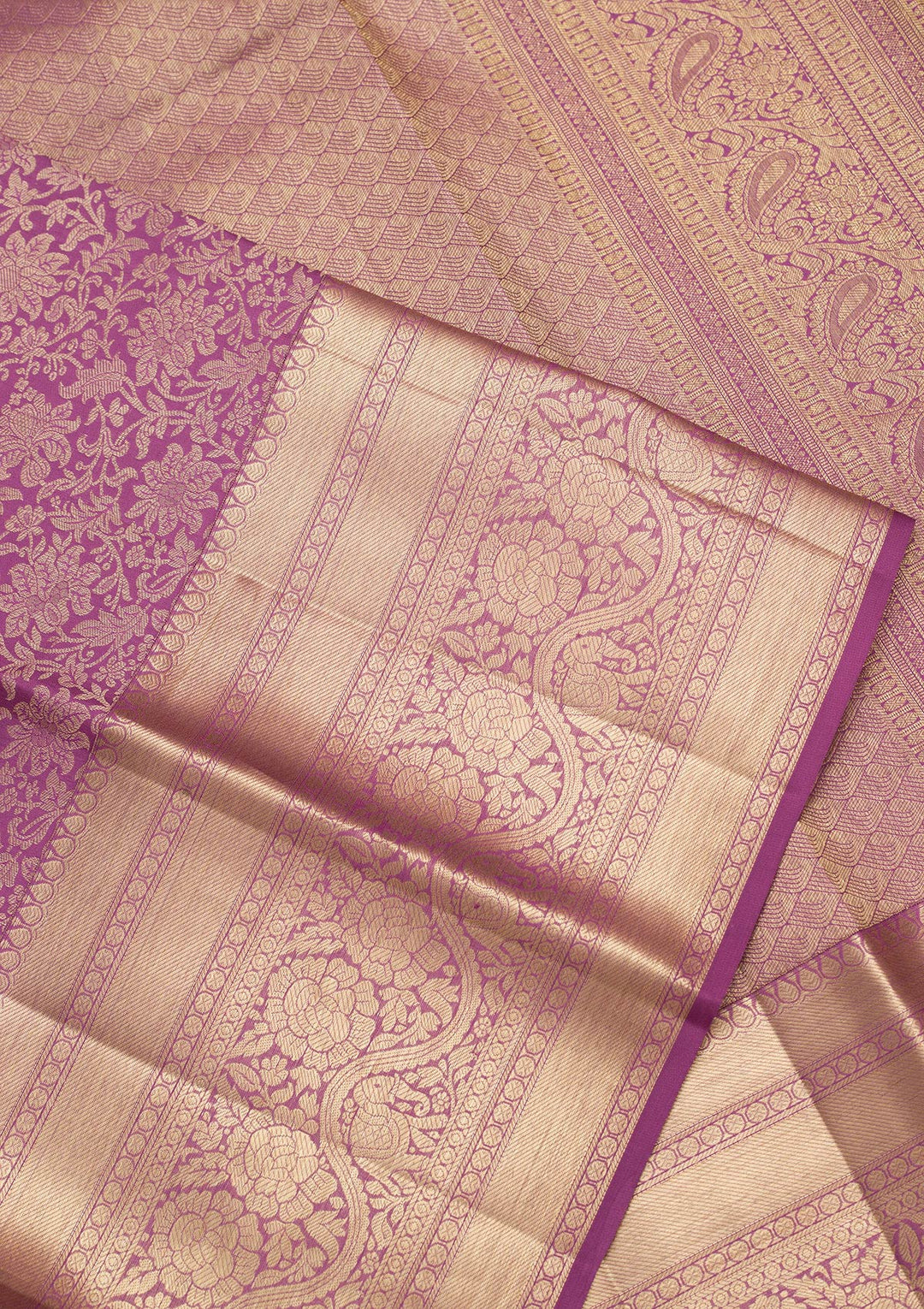 Purple Silk Jaal Saree With Matching Blouse Piece