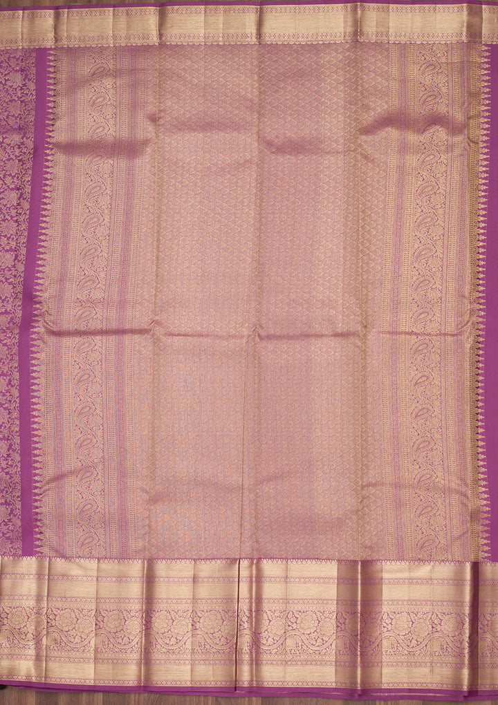 Purple Silk Jaal Saree With Matching Blouse Piece