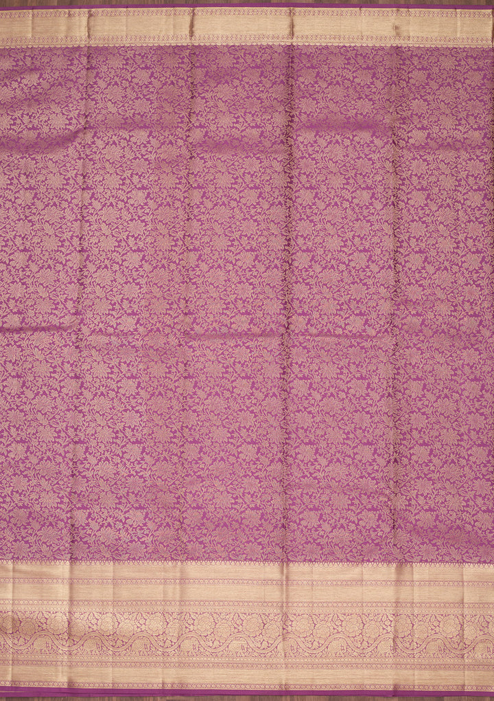 Purple Silk Jaal Saree With Matching Blouse Piece