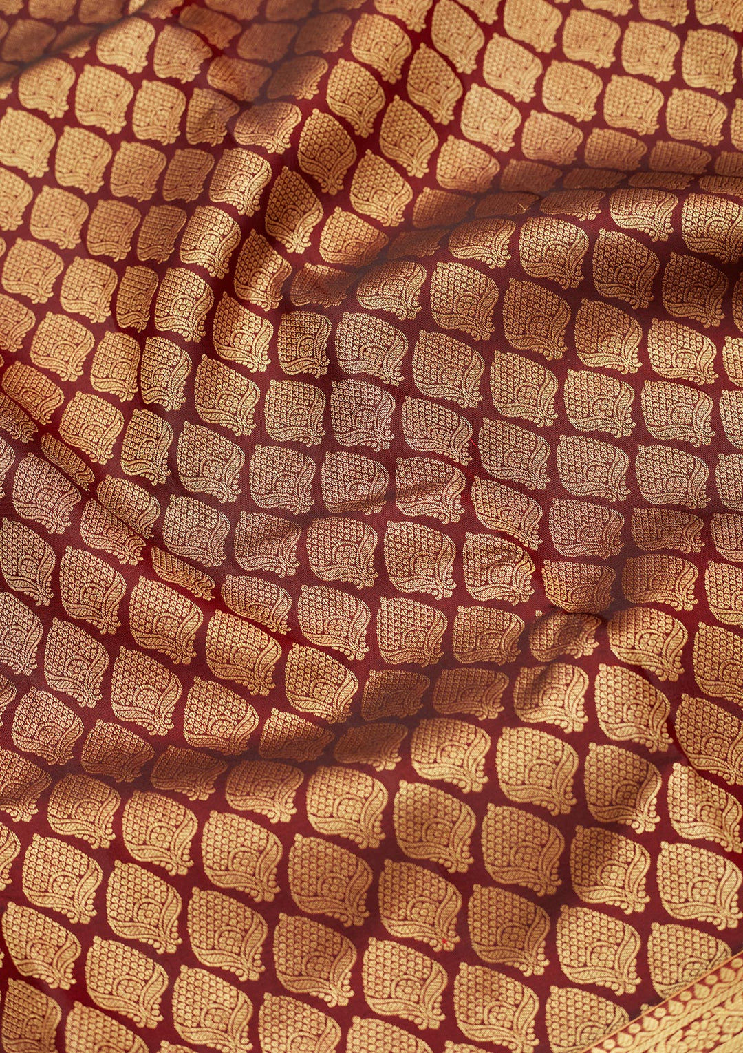 Brown Silk Jaal Saree With Matching Blouse Piece