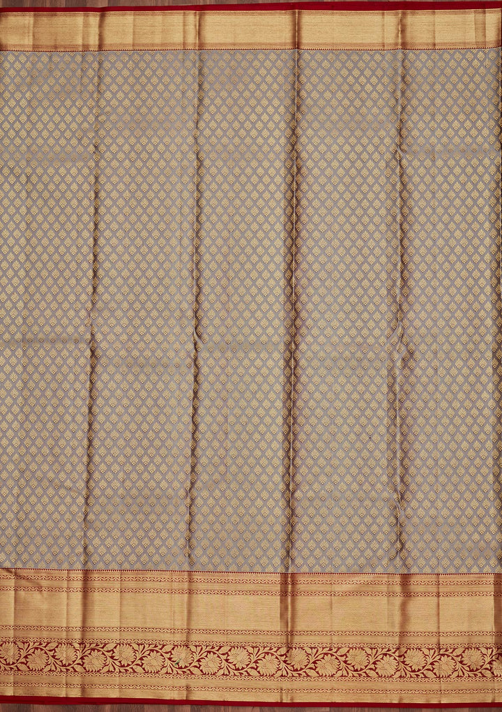 Grey Silk Buti Saree With Matching Blouse Piece