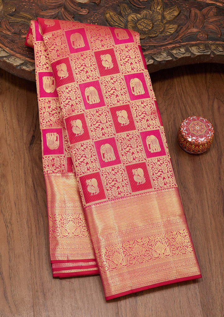 Multi Silk Jaal Zariwork Saree With Matching Blouse Piece