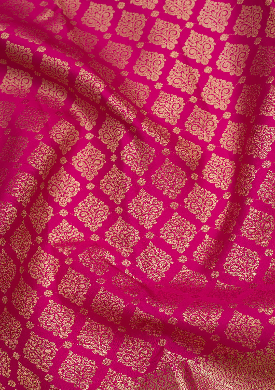 Magenta Pink Silk Jaal Saree With Matching Blouse Piece