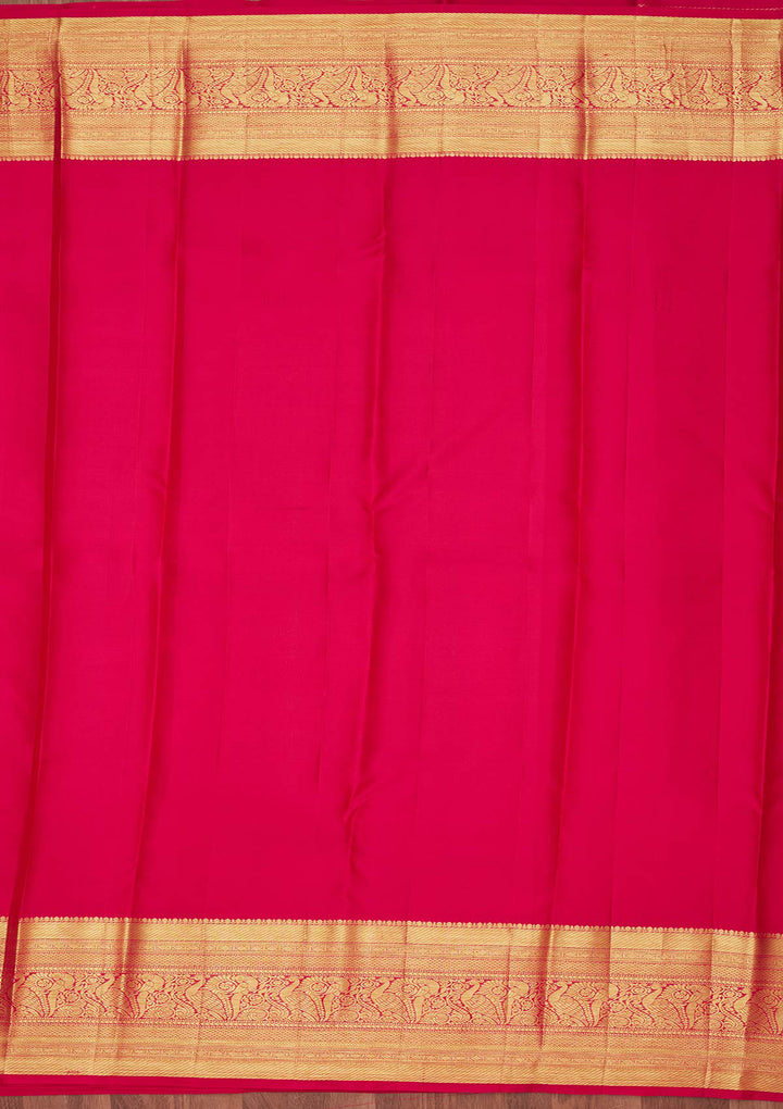 Rani Pink Silk Jaal Zariwork Saree With Matching Blouse Piece