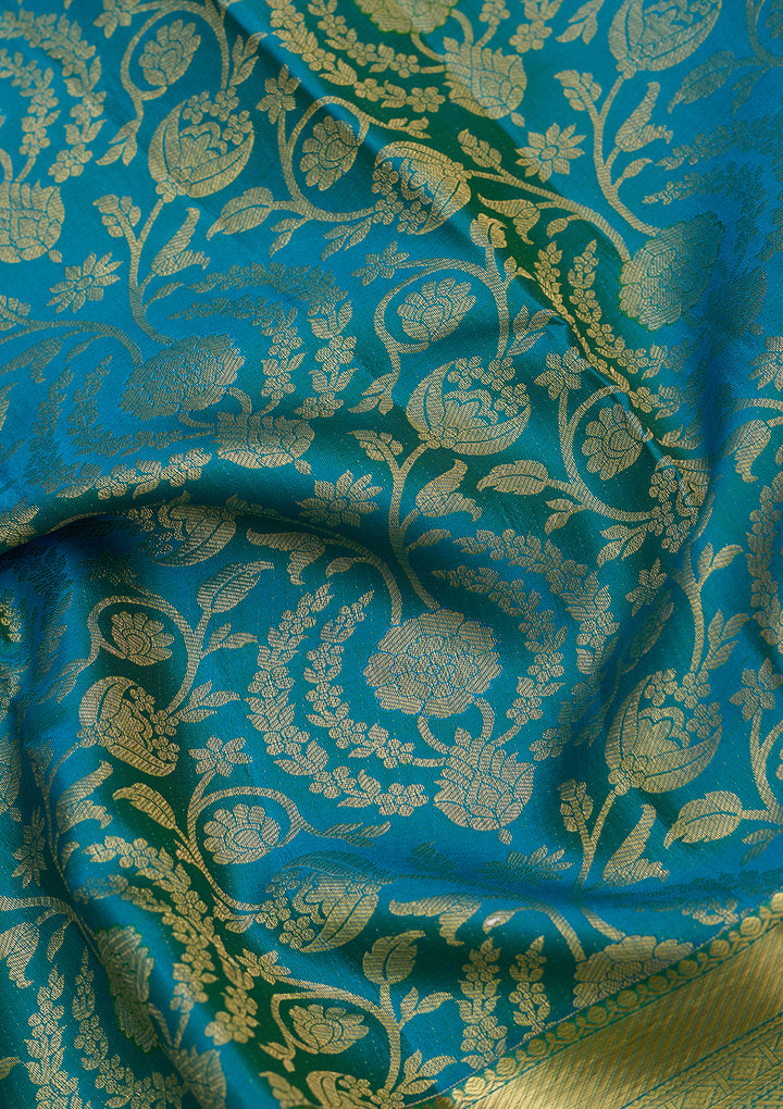 Turquoise Blue Dharmavaram Pure Silk Saree