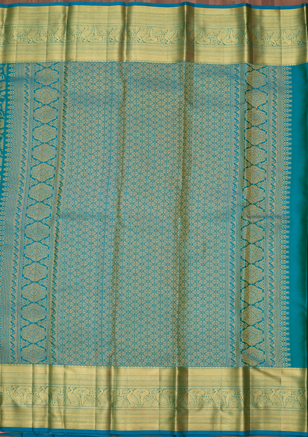 Turquoise Blue Dharmavaram Pure Silk Saree