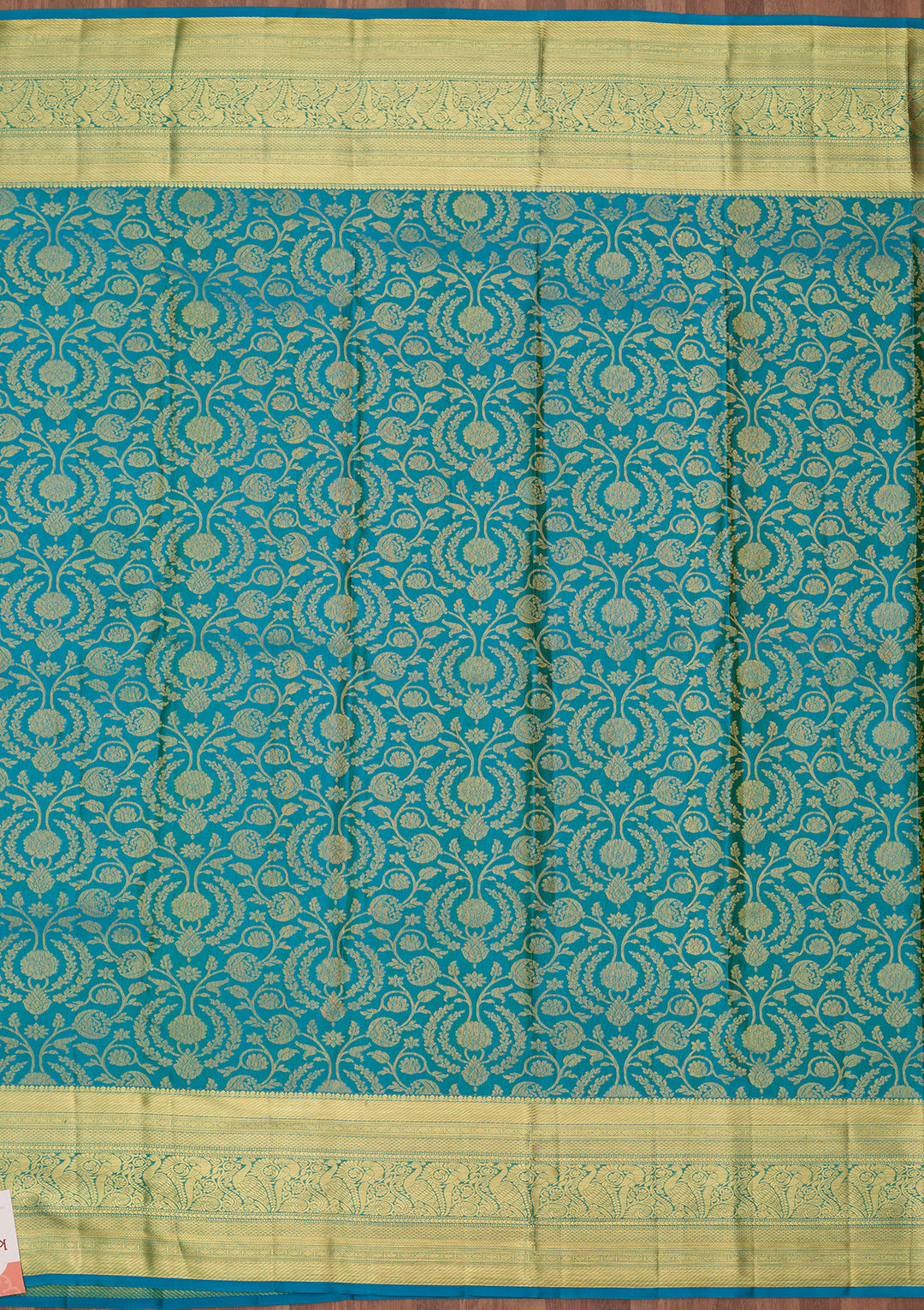 Turquoise Blue Dharmavaram Pure Silk Saree