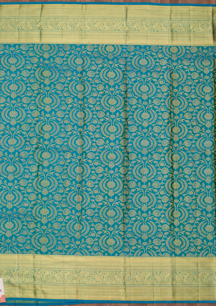 Turquoise Blue Dharmavaram Pure Silk Saree