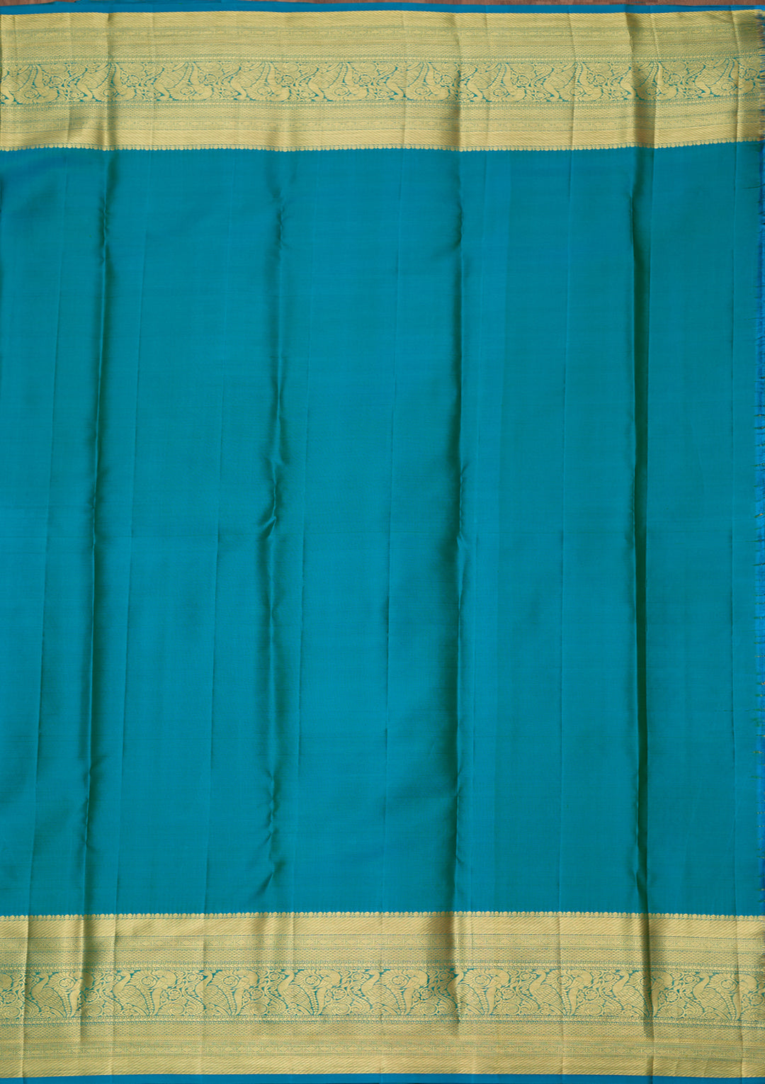 Turquoise Blue Dharmavaram Pure Silk Saree