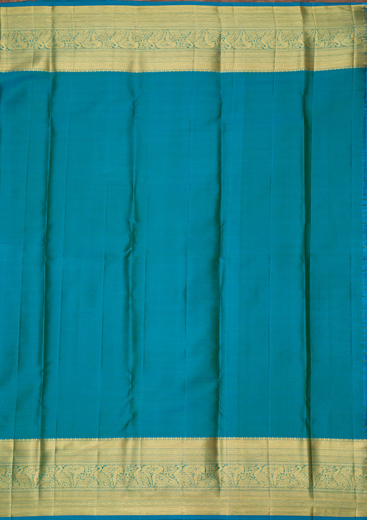 Turquoise Blue Dharmavaram Pure Silk Saree