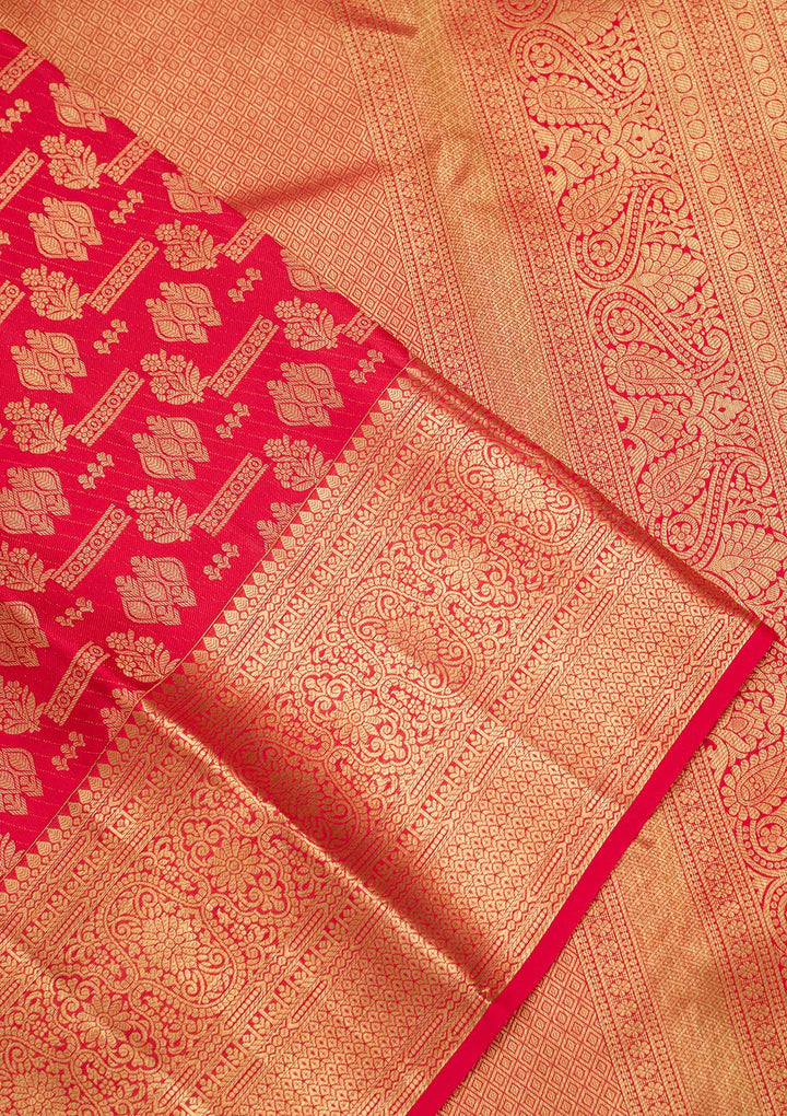 Red Silk Jaal Zariwork Saree With Matching Blouse Piece