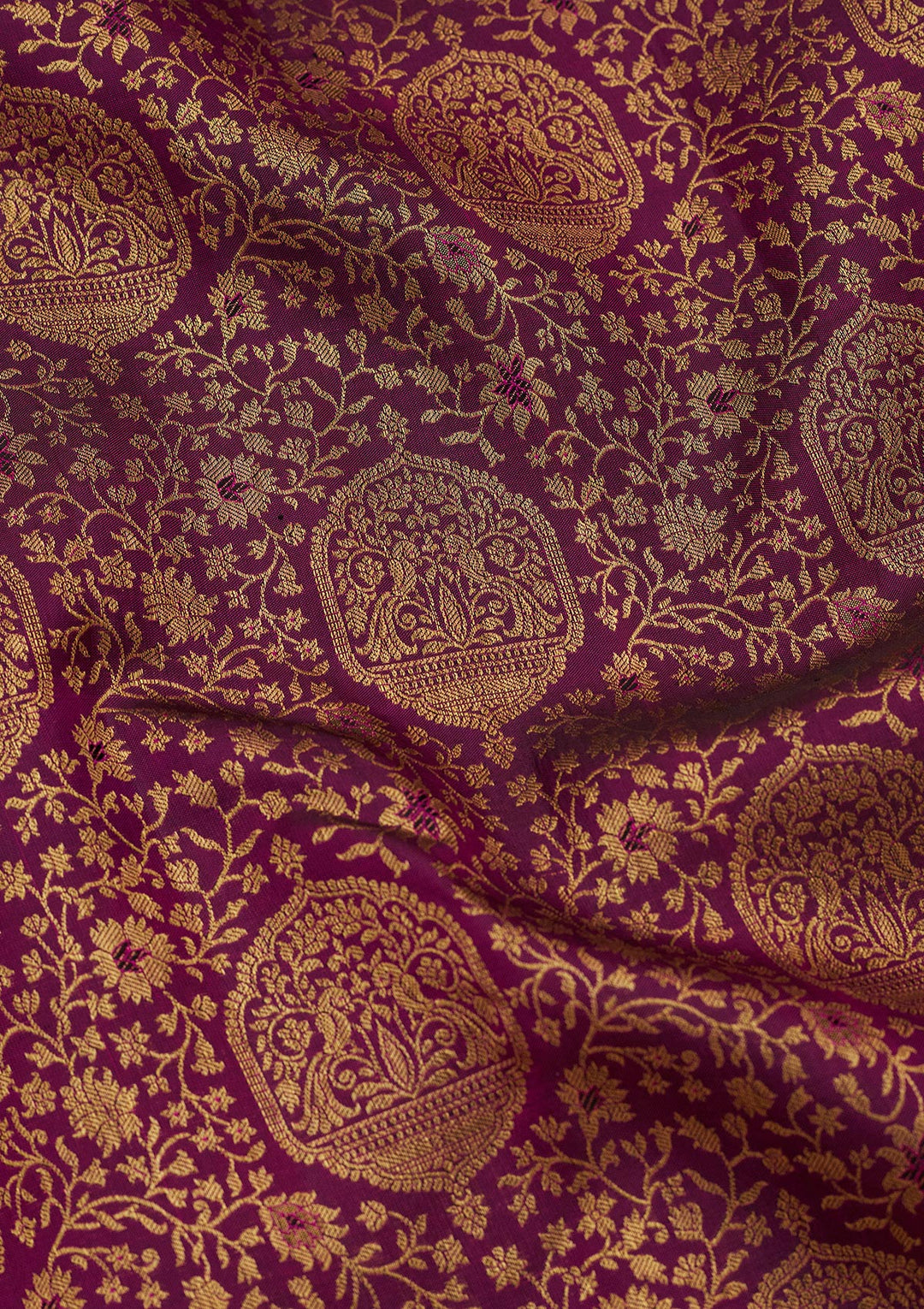 Purple Silk Jaal Saree With Matching Blouse Piece