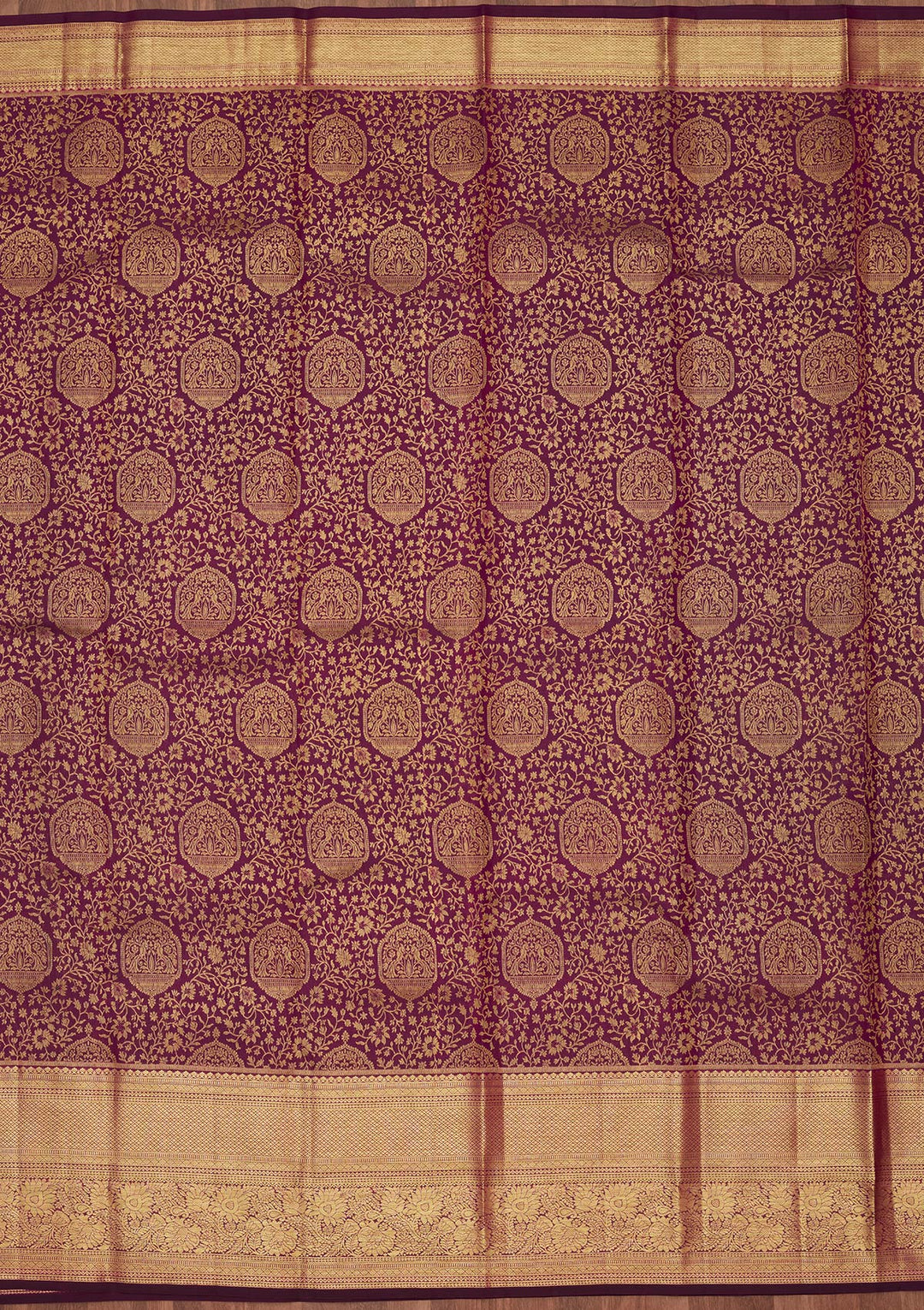 Purple Silk Jaal Saree With Matching Blouse Piece