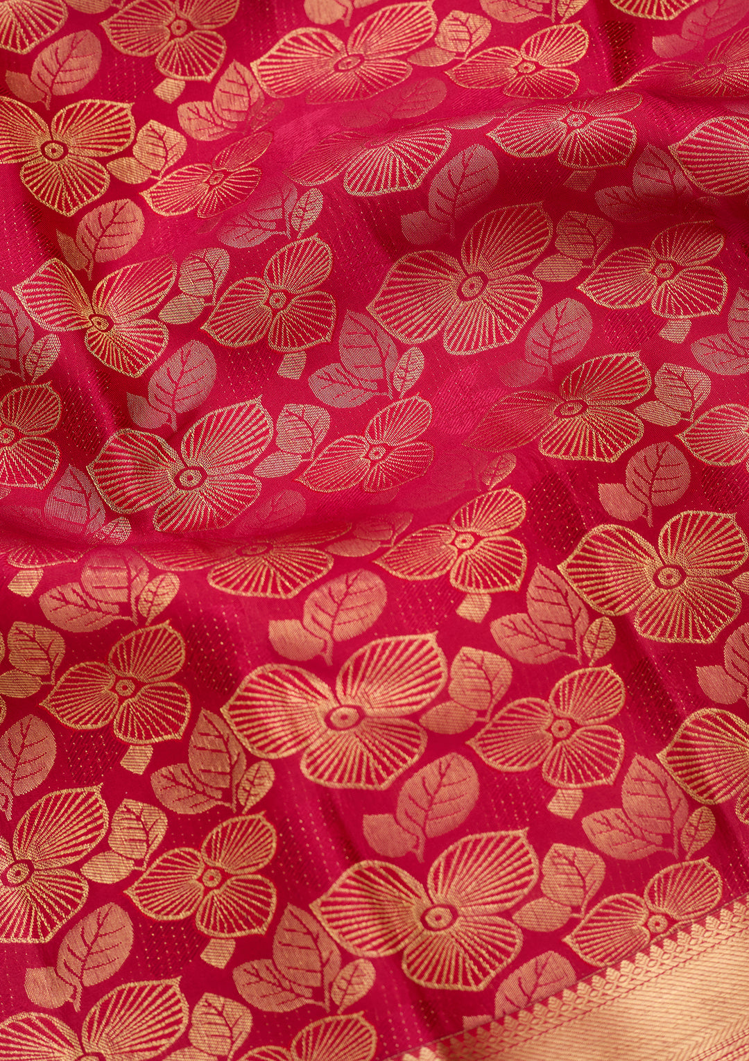 Rani Pink Silk Jaal Zariwork Saree With Matching Blouse Piece