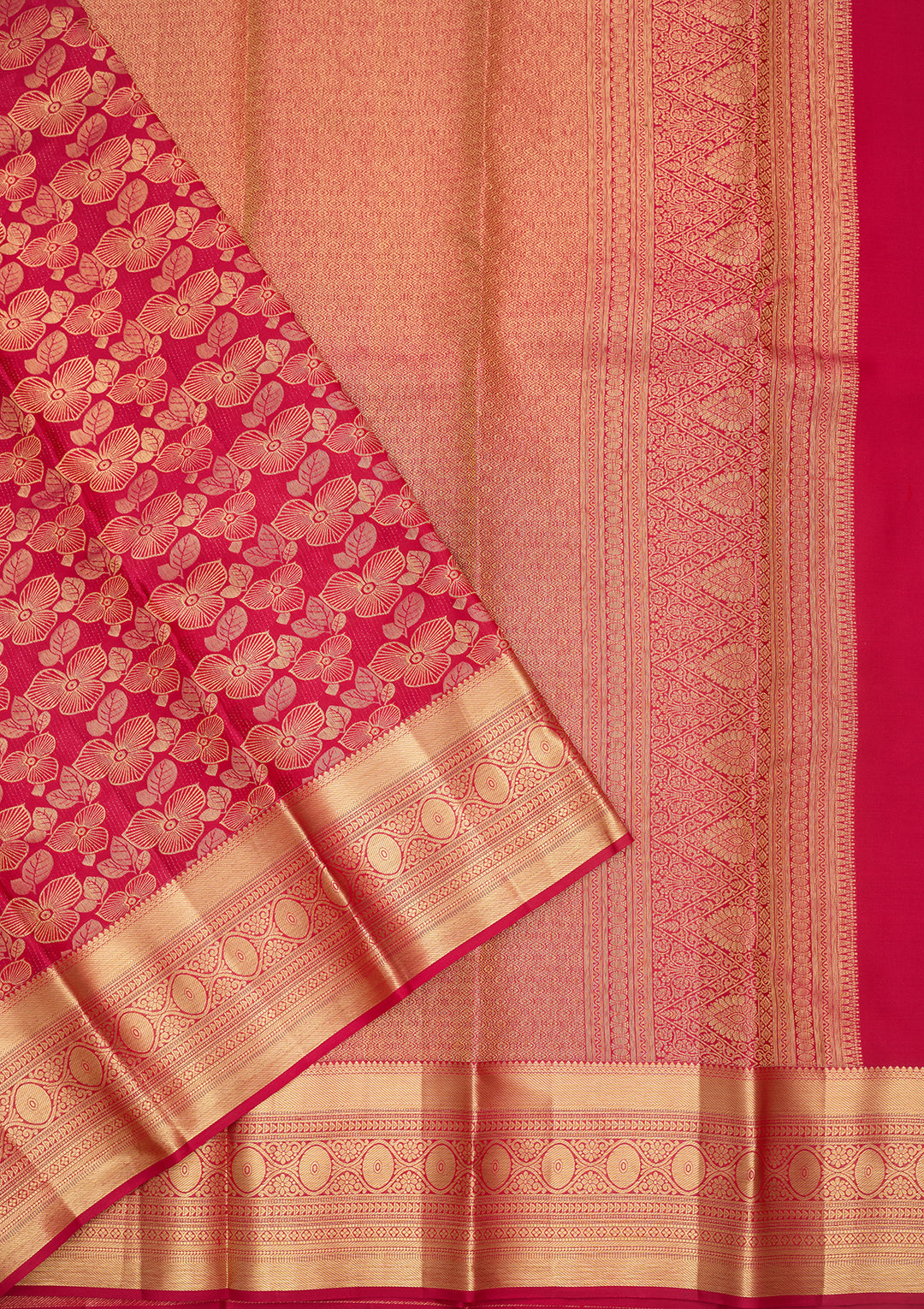 Rani Pink Silk Jaal Zariwork Saree With Matching Blouse Piece