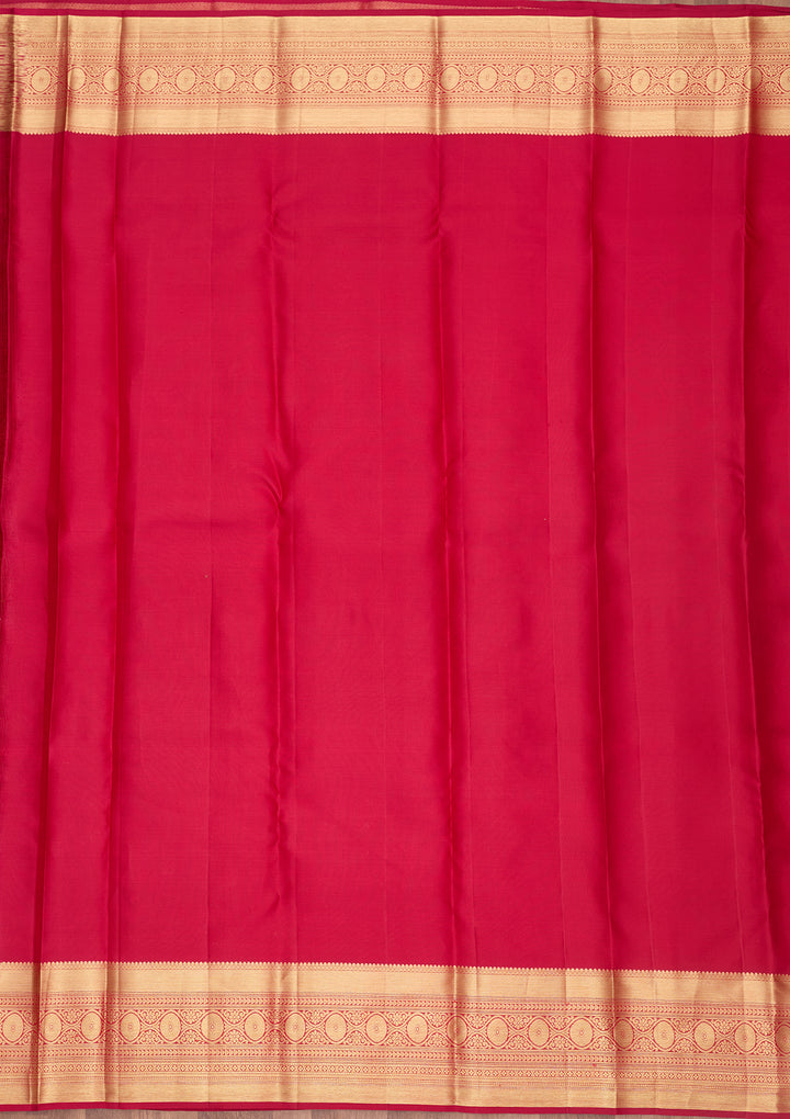 Rani Pink Silk Jaal Zariwork Saree With Matching Blouse Piece