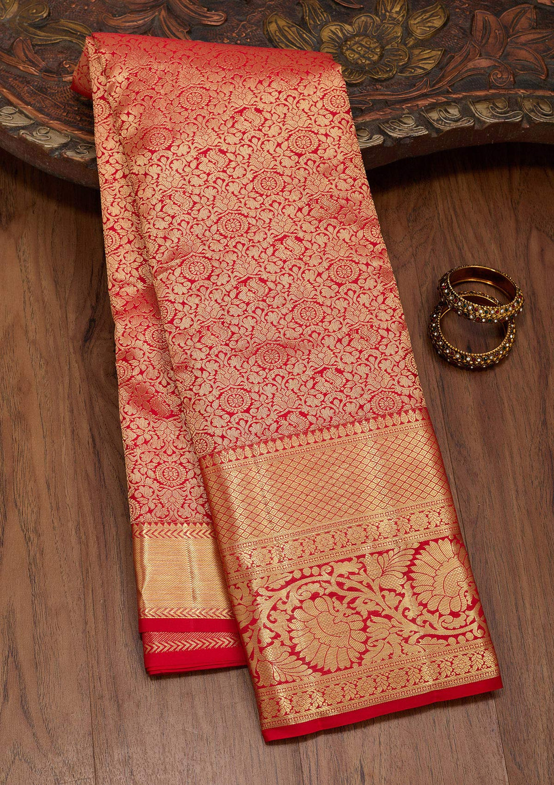 Maroon Silk Jaal Saree With Matching Blouse Piece
