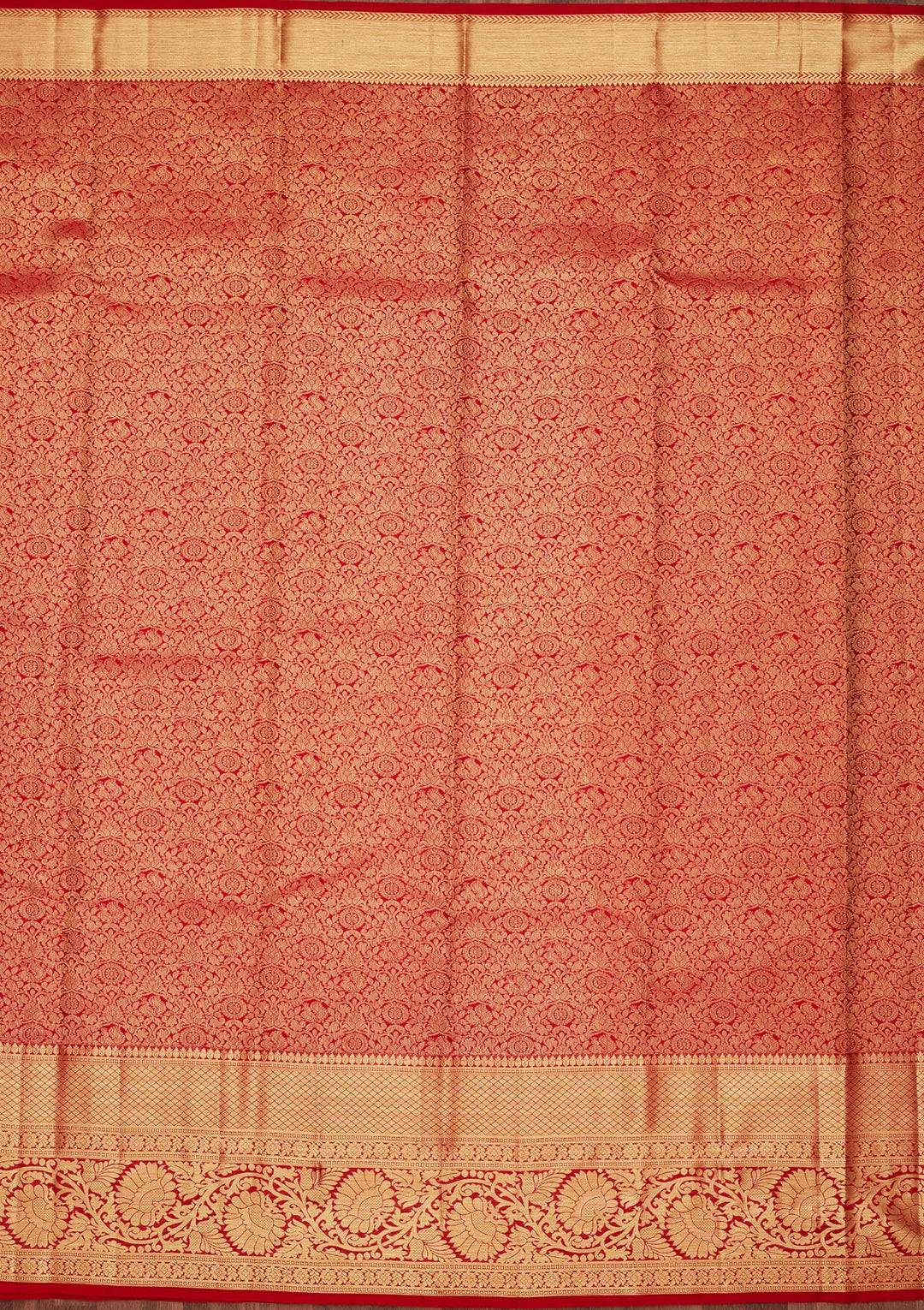 Maroon Silk Jaal Saree With Matching Blouse Piece