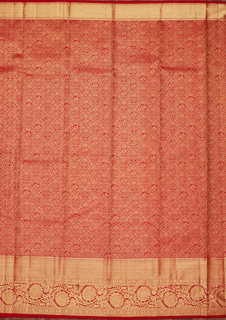 Maroon Silk Jaal Saree With Matching Blouse Piece
