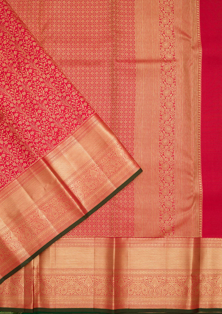 Maroon Silk Jaal Zariwork Saree With Matching Blouse Piece