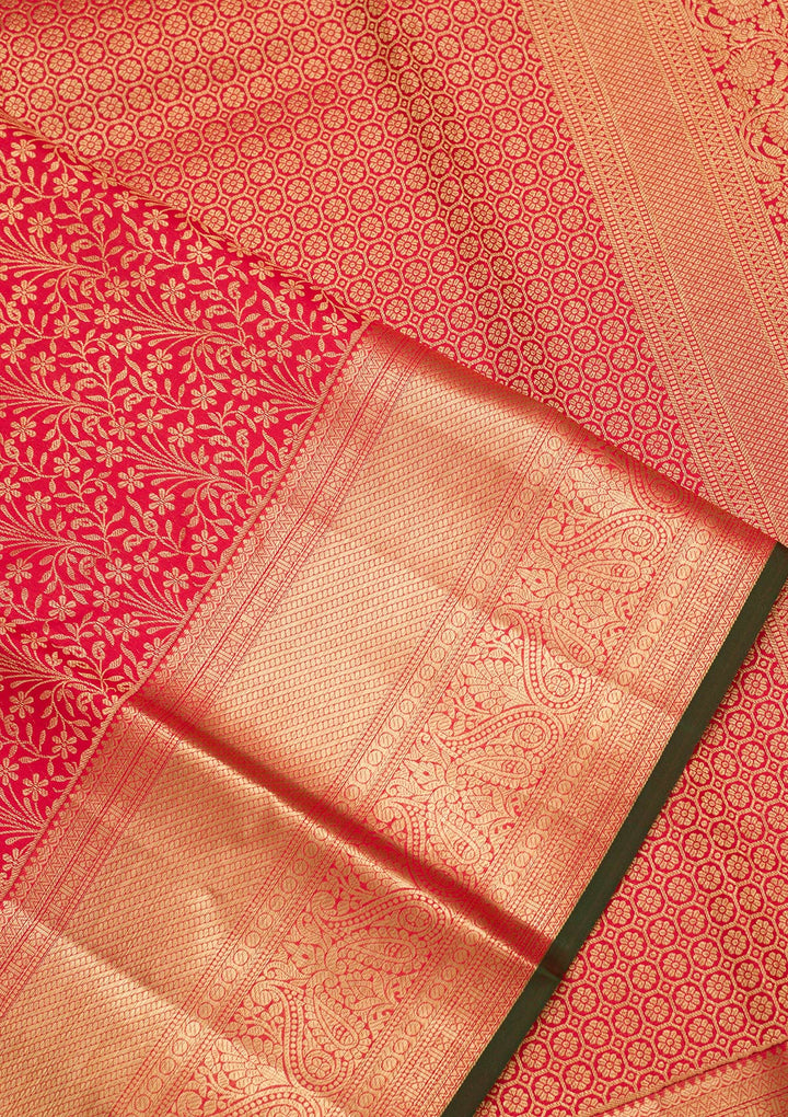 Maroon Silk Jaal Zariwork Saree With Matching Blouse Piece