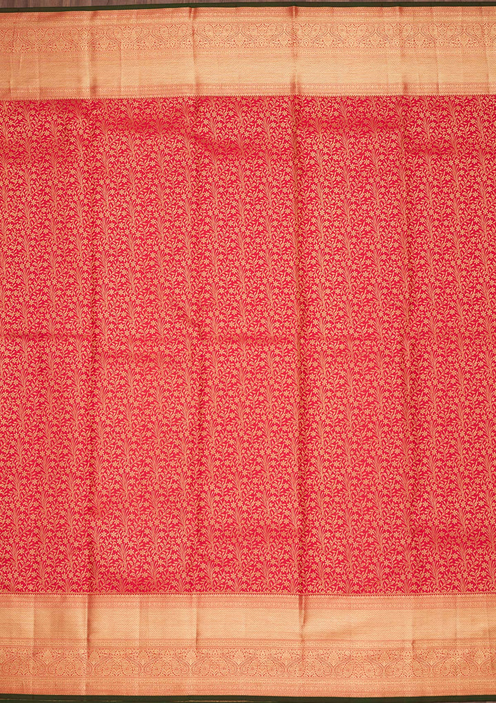 Maroon Silk Jaal Zariwork Saree With Matching Blouse Piece