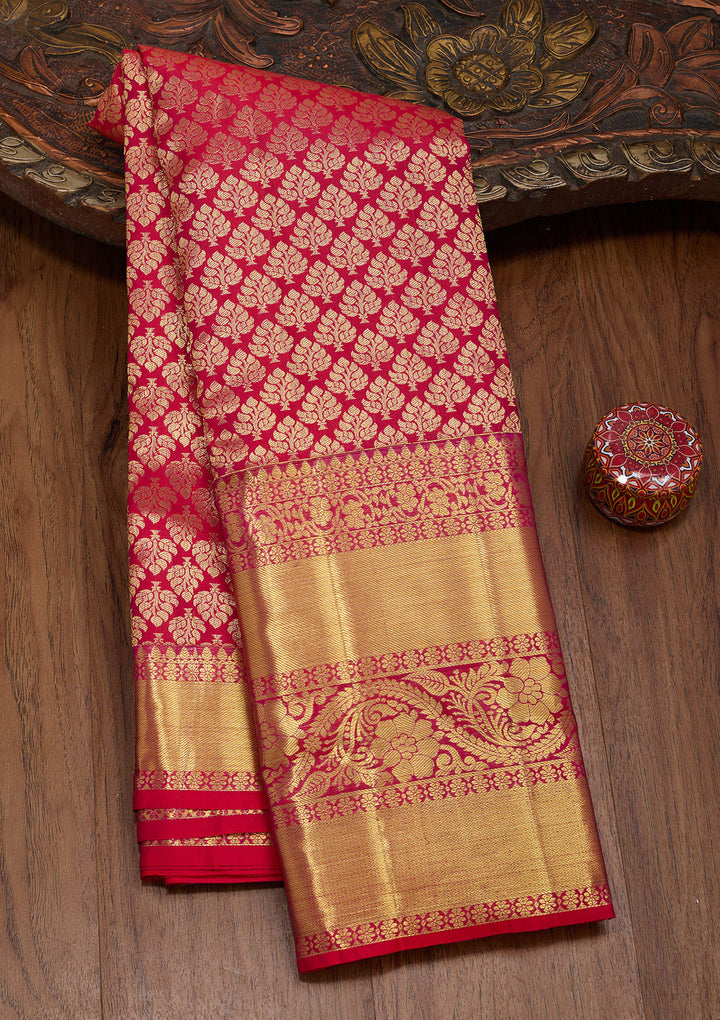 Maroon Silk Jaal Saree With Matching Blouse Piece