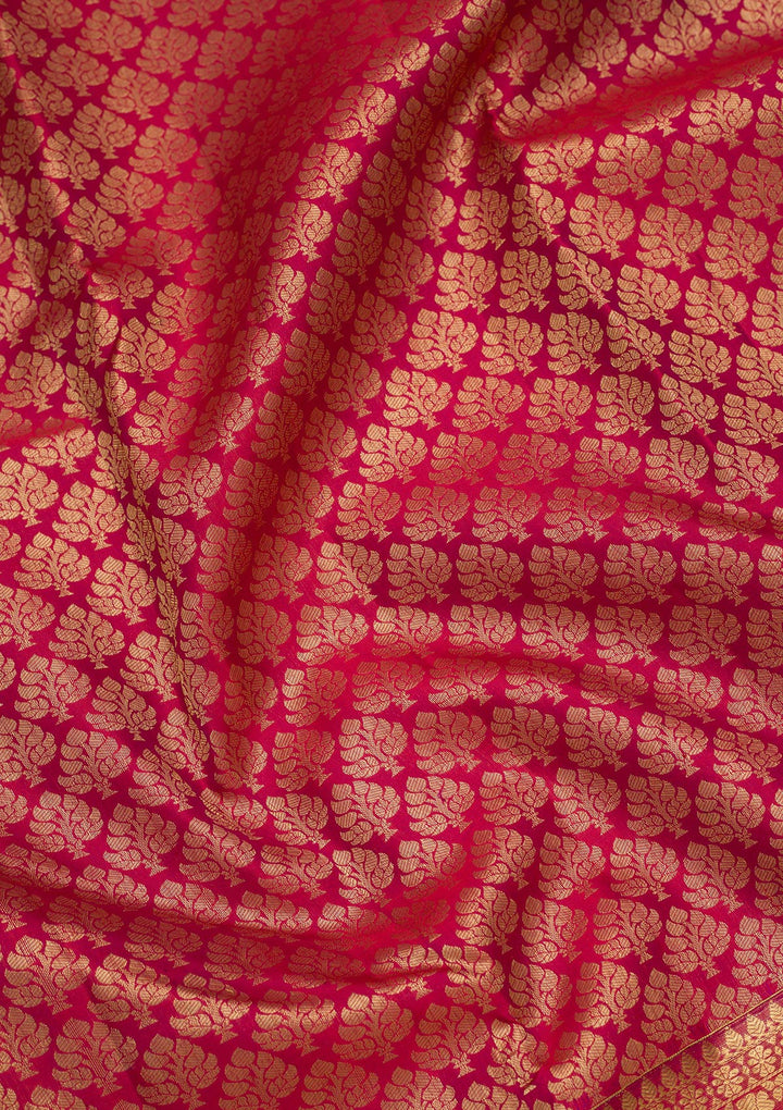 Maroon Silk Jaal Saree With Matching Blouse Piece