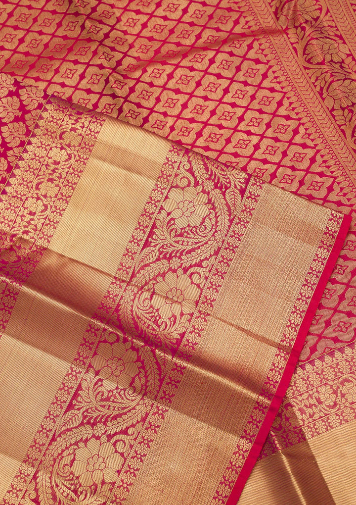 Maroon Silk Jaal Saree With Matching Blouse Piece