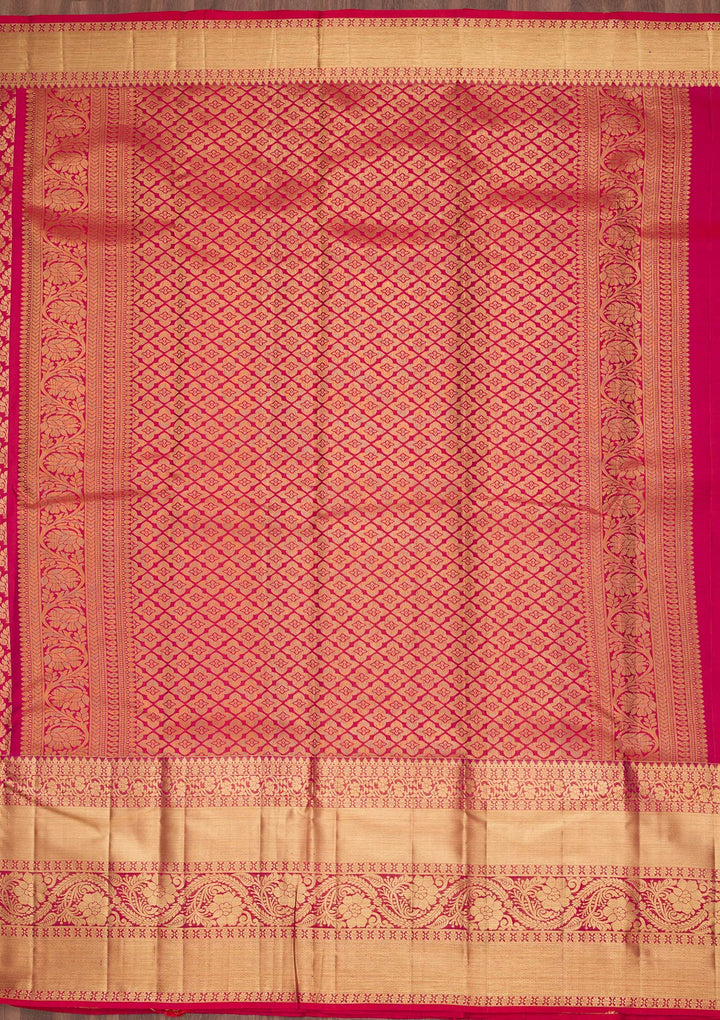 Maroon Silk Jaal Saree With Matching Blouse Piece
