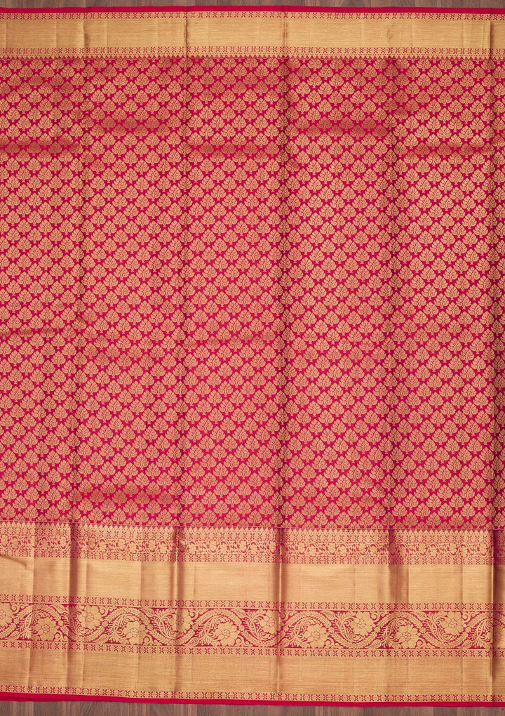 Maroon Silk Jaal Saree With Matching Blouse Piece